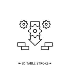 Installation line icon. Post manufacturing. Loading process. Concept of software installation or upgrade application progress.Stages and elements of a successful production cycle. Editable stroke