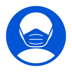 Face Covering Required or No Face Mask No Entry Round Badge Sticker Sign. Vector Image.