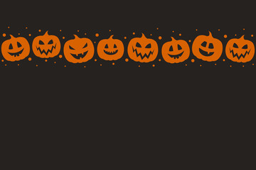 Halloween background with craved pumpkins and copyspace. Vector