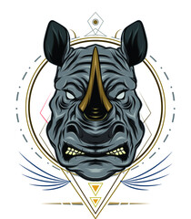 rhinoceros illustration template. vector rhino head logo. © AGORA