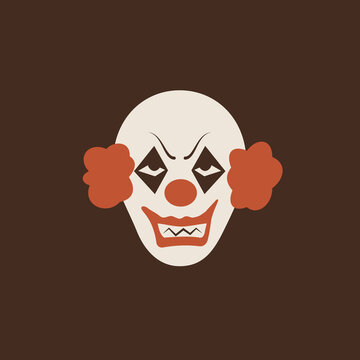 Duotone Cartoon halloween scary clown icon. Smiley and evil emotions