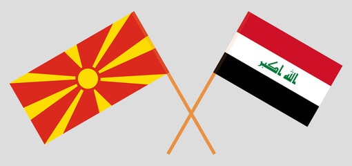 Crossed flags of Iraq and North Macedonia