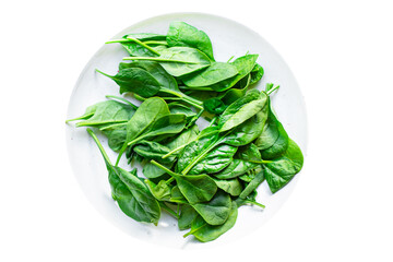 spinach green leaves healthy salad organic ingredients vitamins cook a snack meal on the table tasty serving size portion top view copy space for text food background rustic
