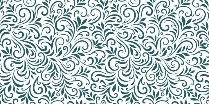 Elegant Seamless Pattern With Swirls On A White Background