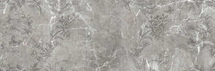 Marble with floral pattern on dark gray background