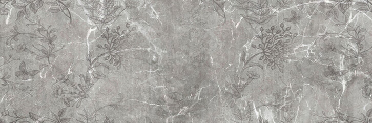 Naklejka premium Marble with floral pattern on dark gray background