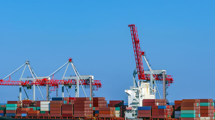 Harbor cranes container port cargo ship