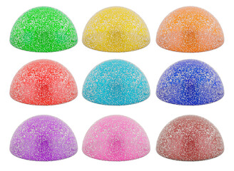 Colored marmalade candies in sugar. 3D rendering