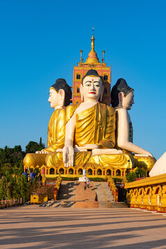 Huge sitting Buddhas, Ko Yin Lay, Pupawadoy Monastery near Ye, Mon state