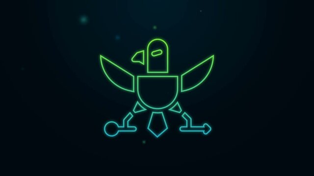 Glowing neon line Eagle icon isolated on black background. American Presidential symbol. 4K Video motion graphic animation