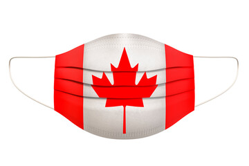Medical Mask with Canadian flag. 3D rendering
