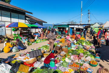 Open air market of Mindat, Chin state