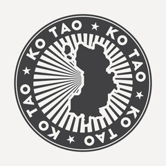 Ko Tao round logo. Vintage travel badge with the circular name and map of island, vector illustration. Can be used as insignia, logotype, label, sticker or badge of the Ko Tao.