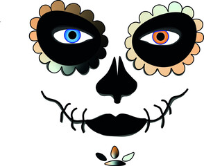La Catrina for santa muerte ,Mexican death mask  - day of the dead holiday, feast. And for halloween.
