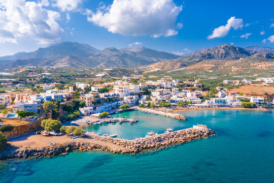 Harbour in Makri Gialos village in southern Crete, Greece.