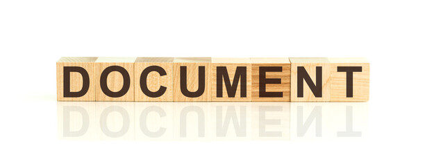 Word DOCUMENT made with wood building blocks