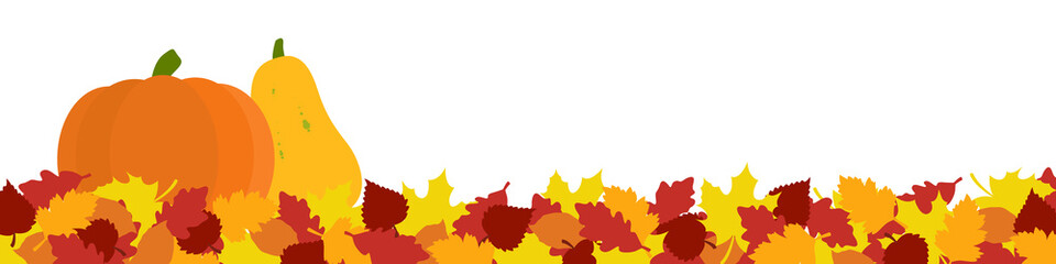 Autumn Leaves Banner with Pumpkins