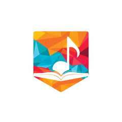 Music book vector logo design. Book and music note icon design.