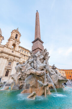 Fontana dei Quattro Fiumi (Fountain of the Four Rivers), River God Ganges, Piazza Navona, Ponte, Rome, Lazio