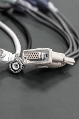 Set computer hdmi cable for connecting the monitor to the PC, coaxial connector gray tone