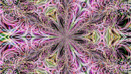 Abstract multicolored fractal neon kaleidoscope background