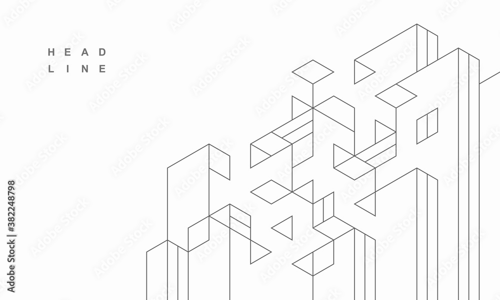 Wall mural abstract geometric technological architecture background. vector creative design.