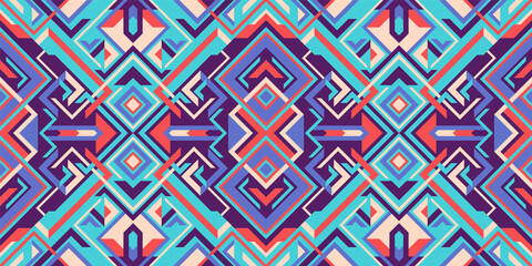 Geometric style colorful seamless pattern design. Vector illustration.
