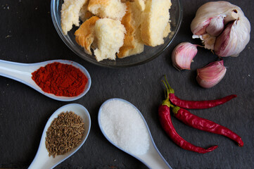 Ingredients of the red picón mojo sauce from the Canary Islands in Spain