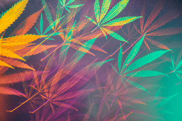 Funky, abstract kaleidoscopic glitch cannabis/marijuana background