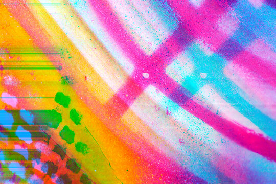 Painted colorful glitch palm,floral pattern,background,texture