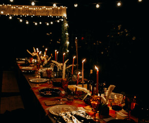 Thanksgiving dinner by candlelight