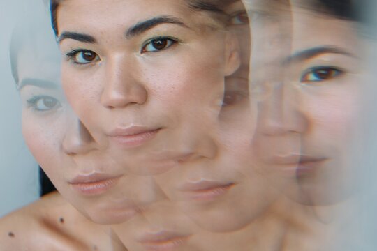 Multi exposure surreal portrait of mixed race model