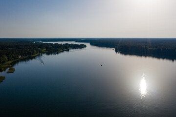 Aerial view of lake Biale Augustowskie, Poland