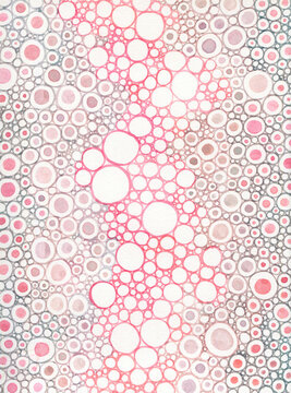 Pink and grey watercolor circles abstract background