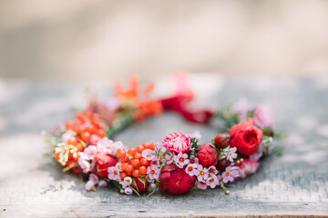 Flower wreath on a sunny day