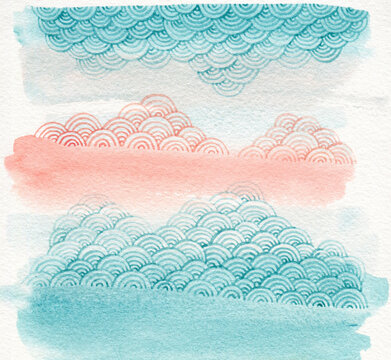 Blue and pink abstract waves
