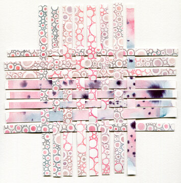 Pinky watercolor paper weaving art