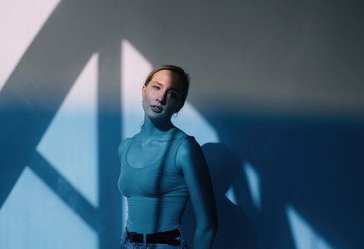 Blue portrait in sunlight