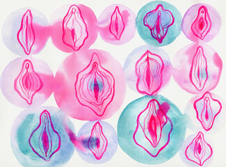 Neon pink vulvas