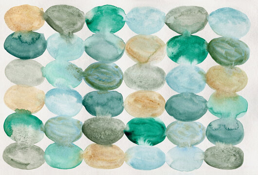 Naklejki Ovals of green shades on white paper