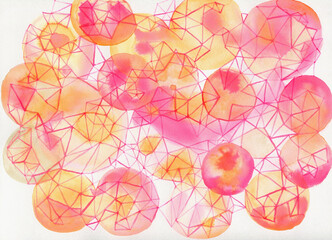 Neon pink and orange watercolor modern background