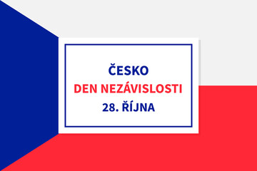 Czechia Independence Day lettering in Czech language. Czech Republic holiday celebrated on October 28. Vector template for typography poster, banner, greeting card, flyer, etc