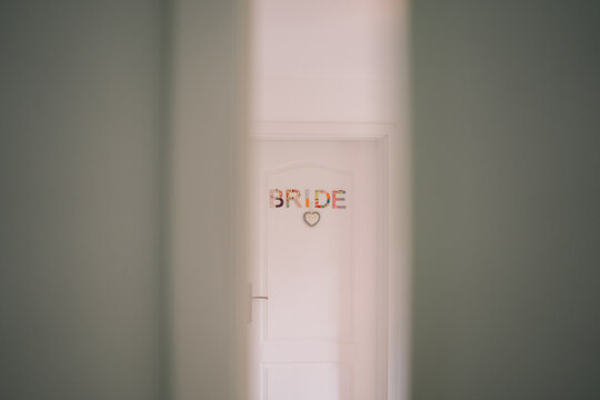 Bride word written on a door