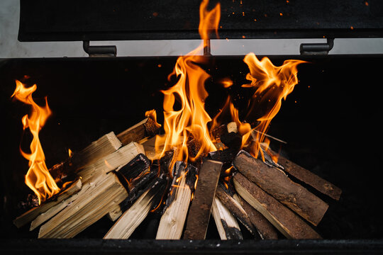 Woods burning for barbecue