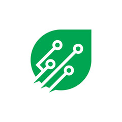 Leaf technology logo design vector