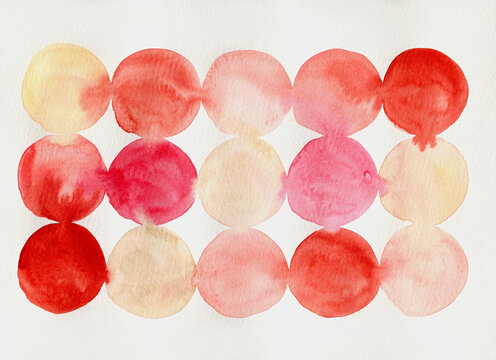 Red, pink and buff watercolor dots