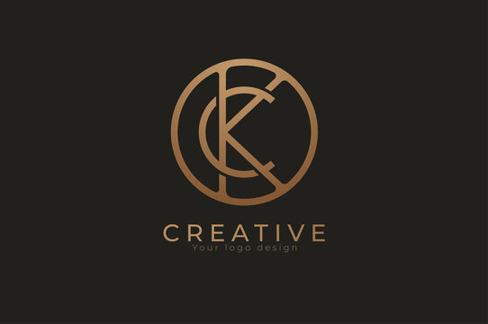 Abstract initial letter C and K logo,circle line and letter CK combination, usable for branding and business logos, Flat Logo Design Template, vector illustration