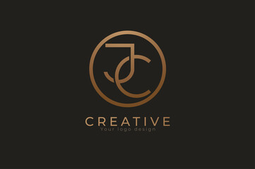 Abstract initial letter J and C logo,circle line and letter JC combination, usable for branding and business logos, Flat Logo Design Template, vector illustration
