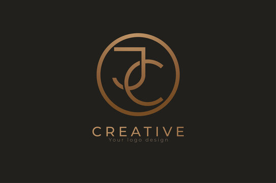 Abstract initial letter J and C logo,circle line and letter JC combination, usable for branding and business logos, Flat Logo Design Template, vector illustration