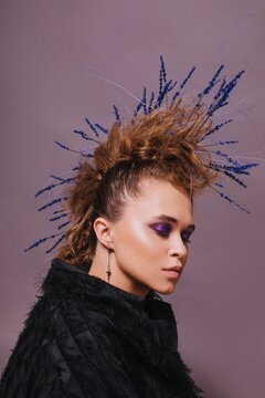Female punk with flowers in hair